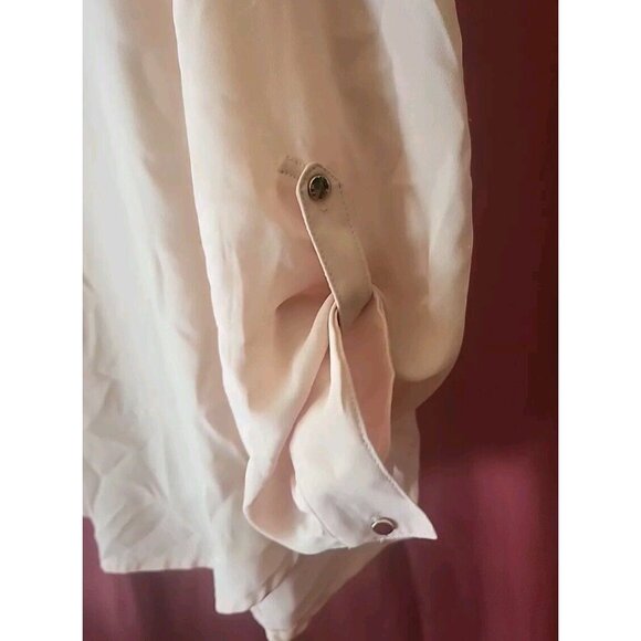 Womens Blouse Sheer Long Sleeve Pullover Beige Size Medium Dynamite - Picture 6 of 11